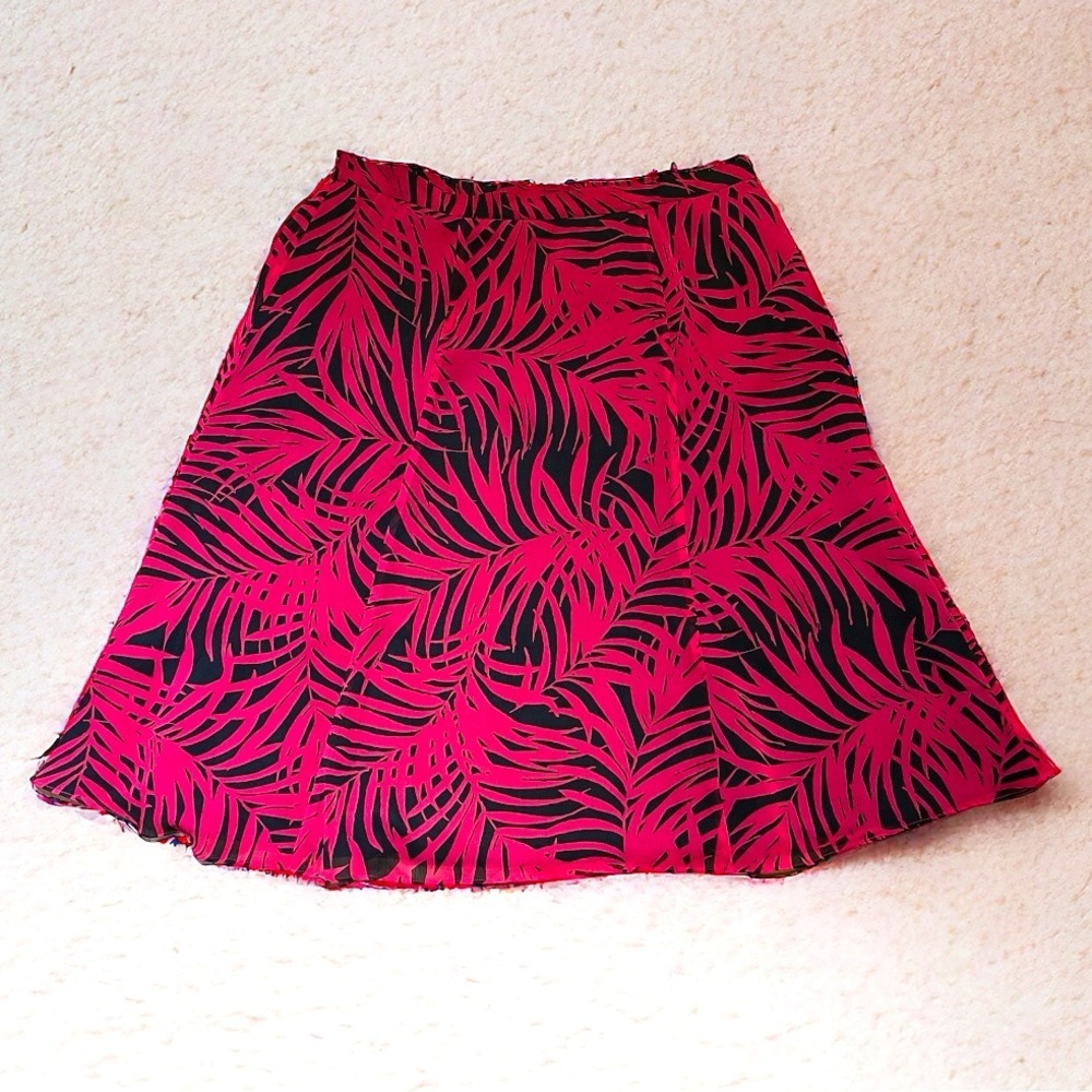 093 LE SUIT Sz 18W Foliage A-Line Skirt - Pink/Black - Size 18W